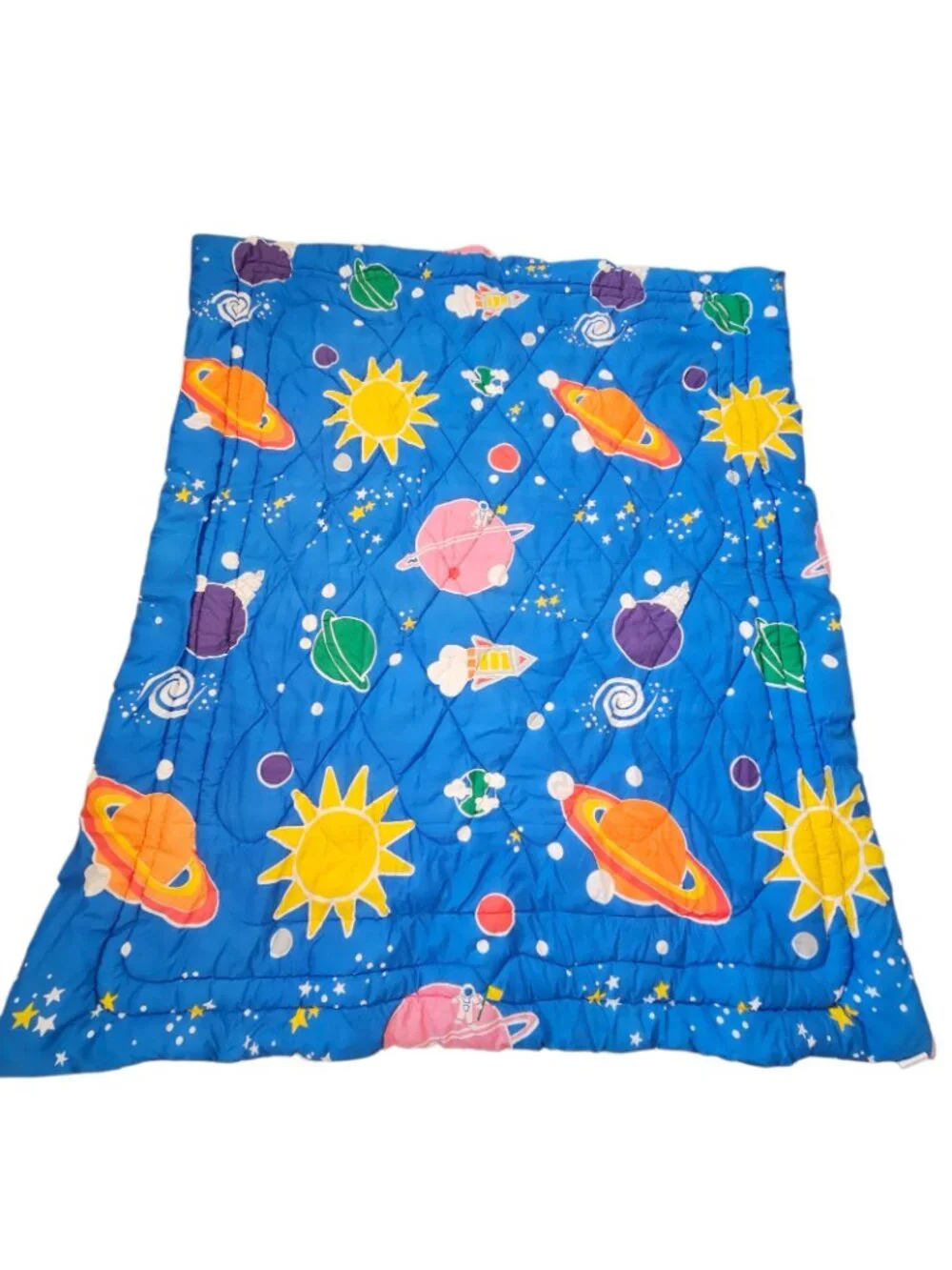 VTG Dan River Wendy Waselle's Learning Line Space Race Comforter Full Reversible